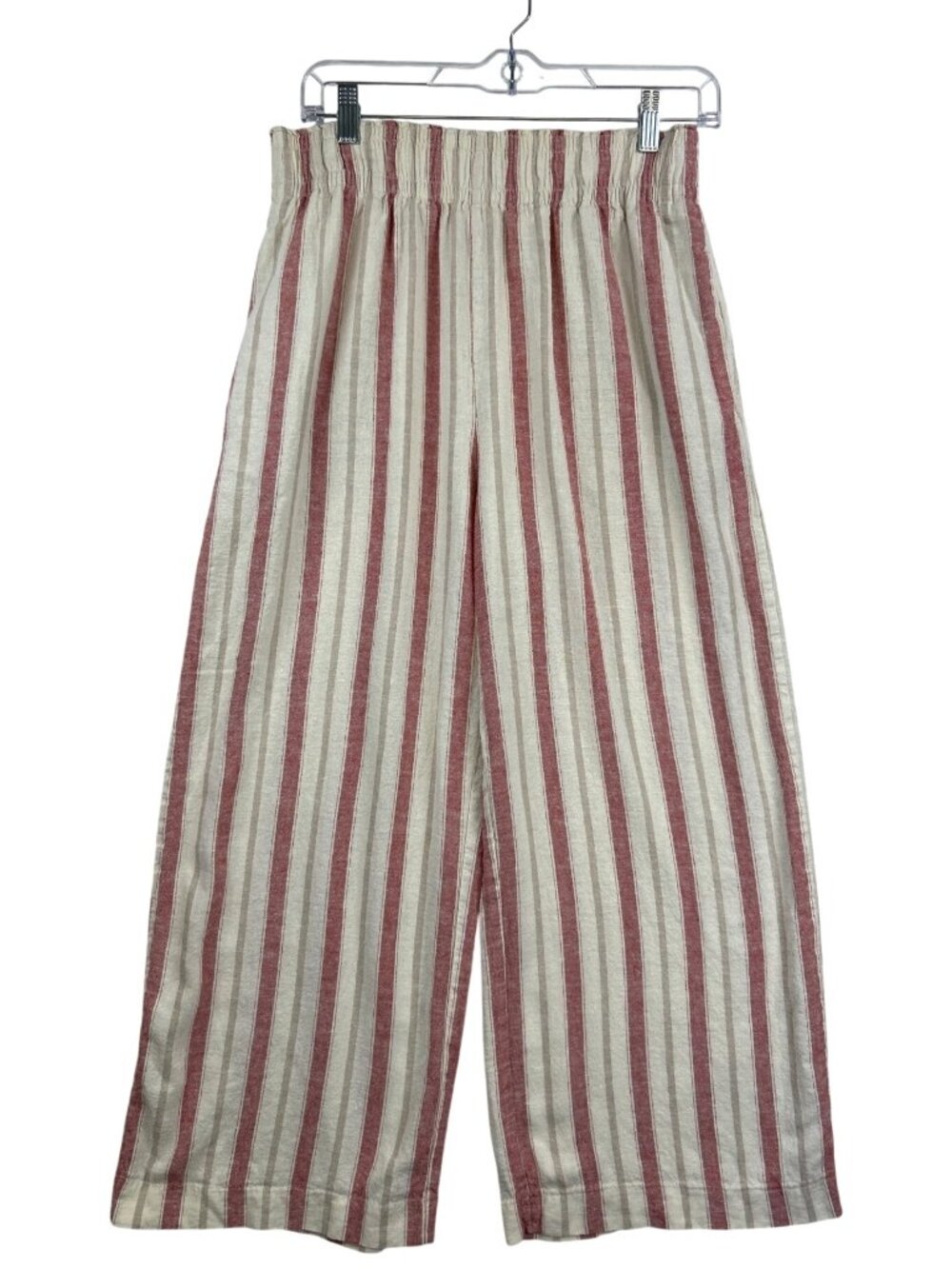 C&C California Women's M Wide Leg Pants Relaxed Striped Linen Coastal Pull On